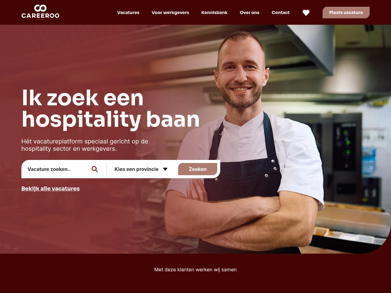 Ik zoek een hospitality baan job board platform screenshot showing job search interface