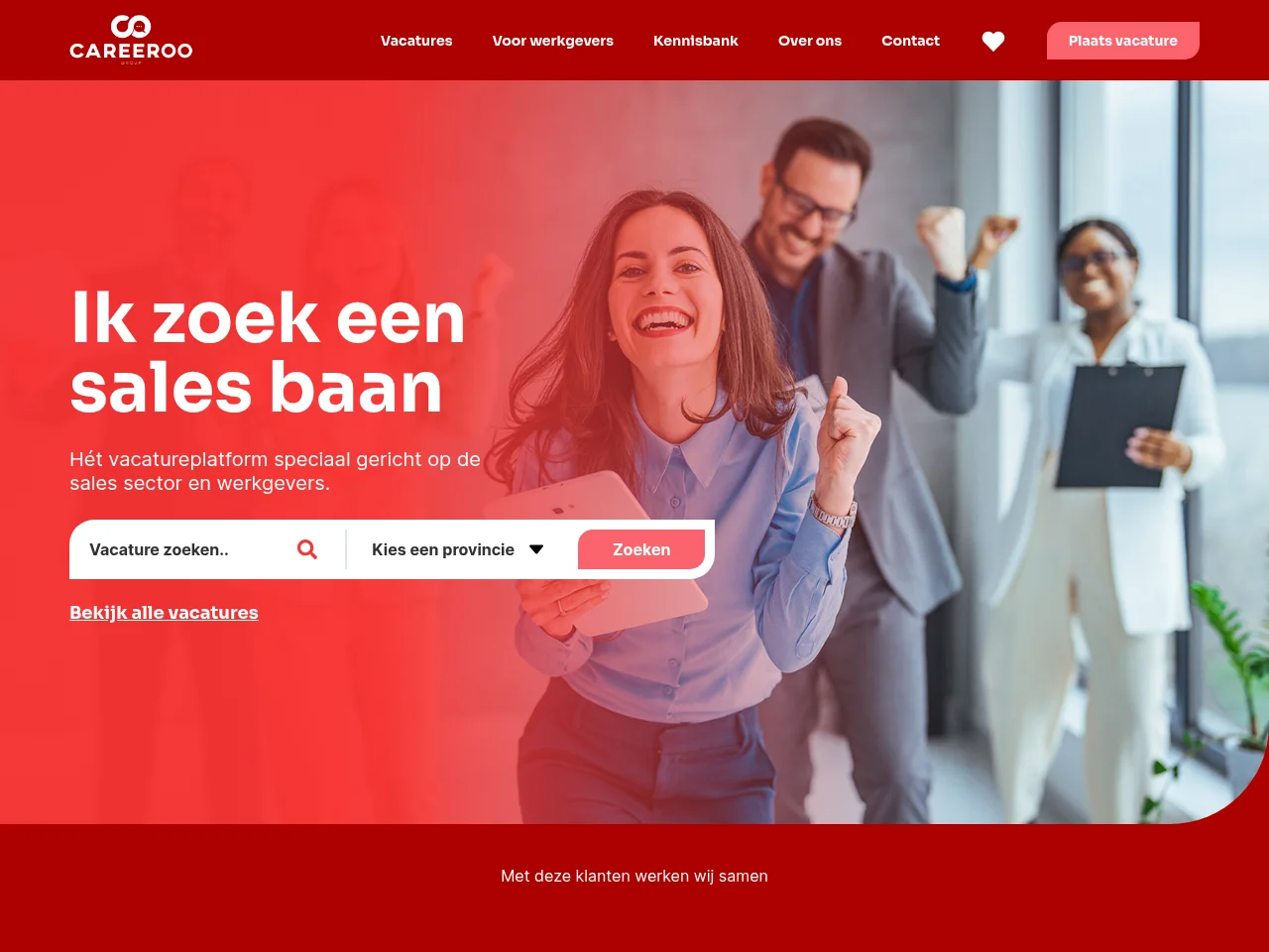 Ik zoek een sales baan job board platform screenshot showing job search interface