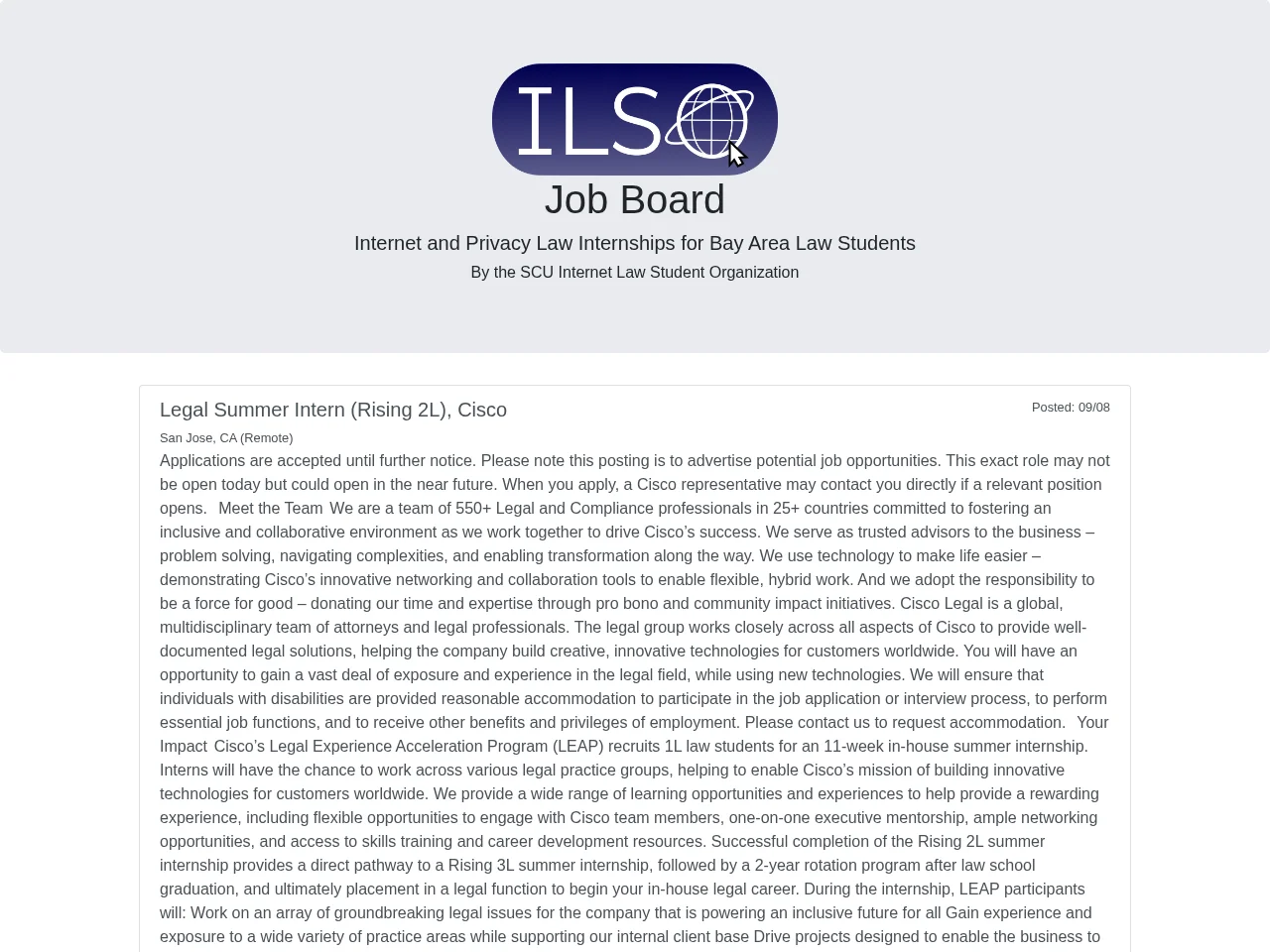 ILSO Job Board job board platform screenshot showing job search interface