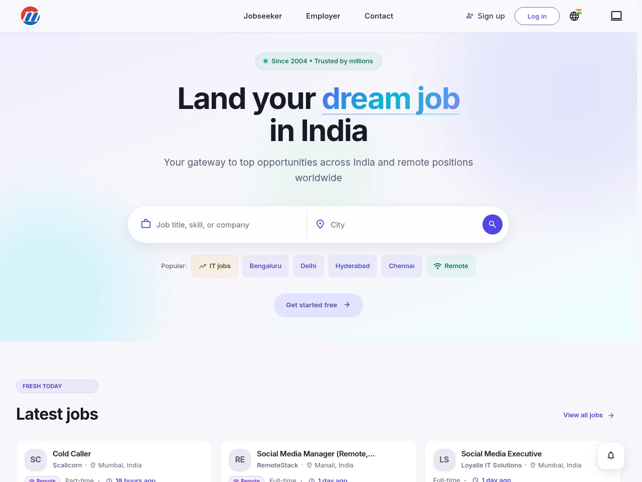 Mustakbil.com job board platform screenshot showing job search interface