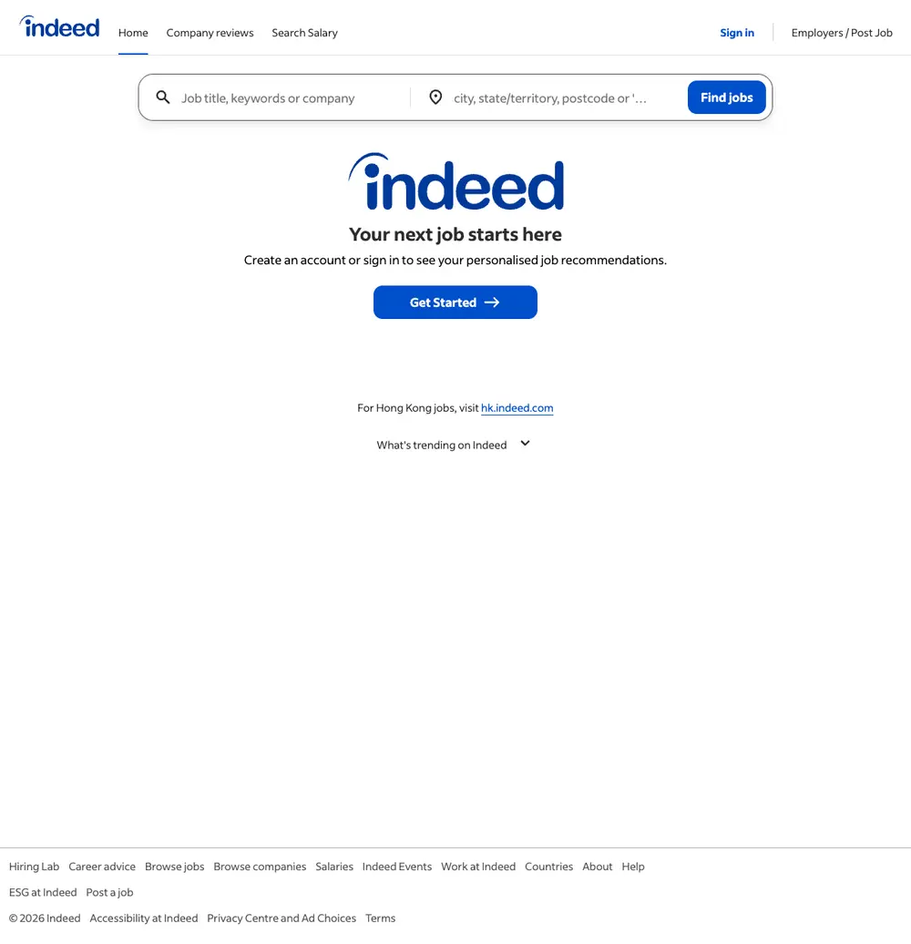 Indeed Australia job board platform screenshot showing job search interface