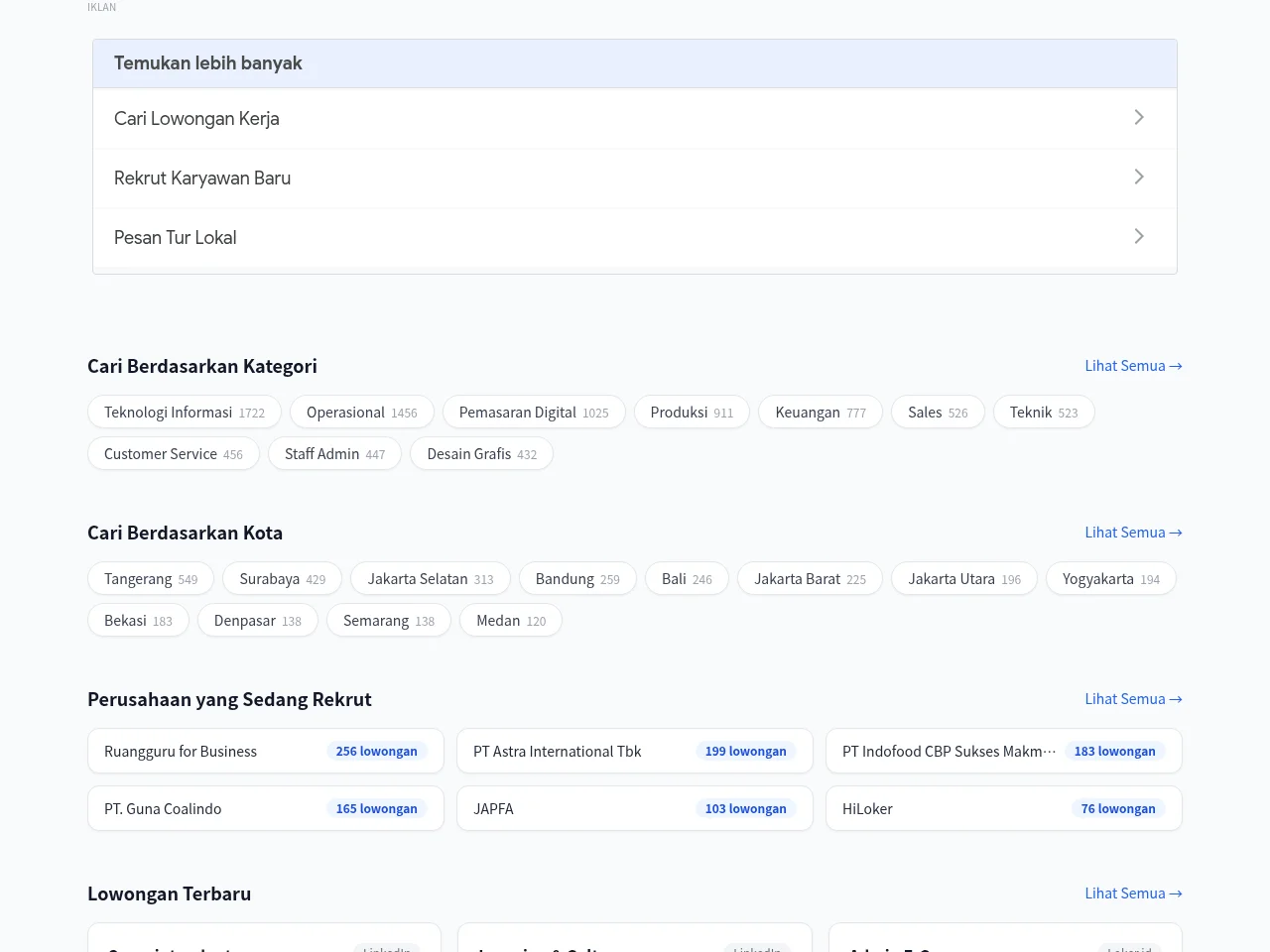 InfoLoker.id screenshot InfoLoker.id job board platform screenshot showing job search interface