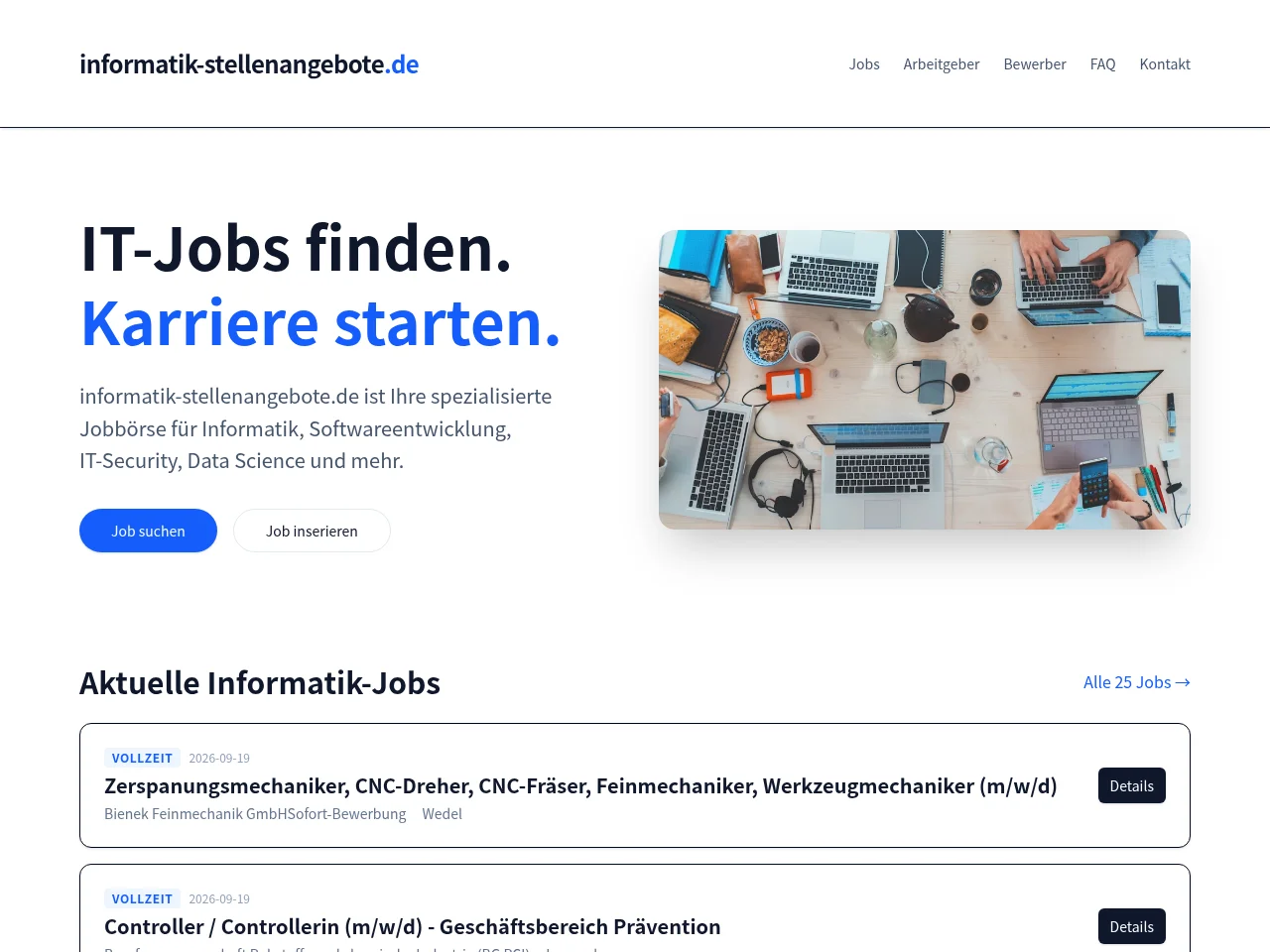 informatik-stellenangebote.de job board platform screenshot showing job search interface
