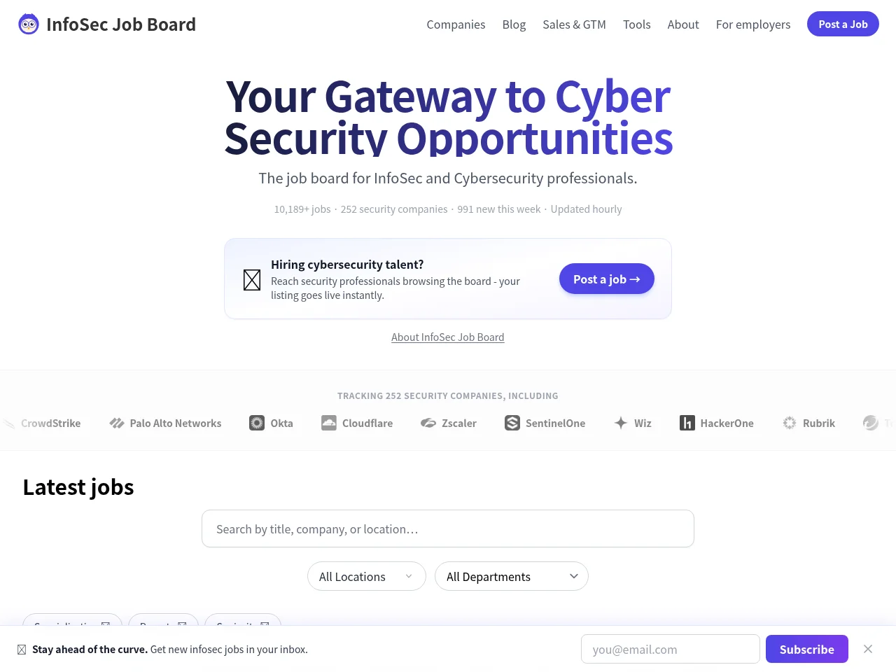 InfoSec Job Board screenshot InfoSec Job Board job board platform screenshot showing job search interface