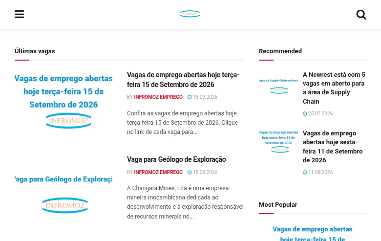 Infromoz Emprego screenshot Infromoz Emprego job board platform screenshot showing job search interface