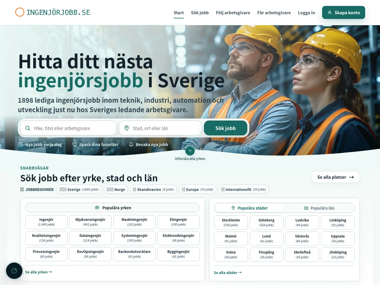 ingenjörjobb.se screenshot ingenjörjobb.se job board platform screenshot showing job search interface