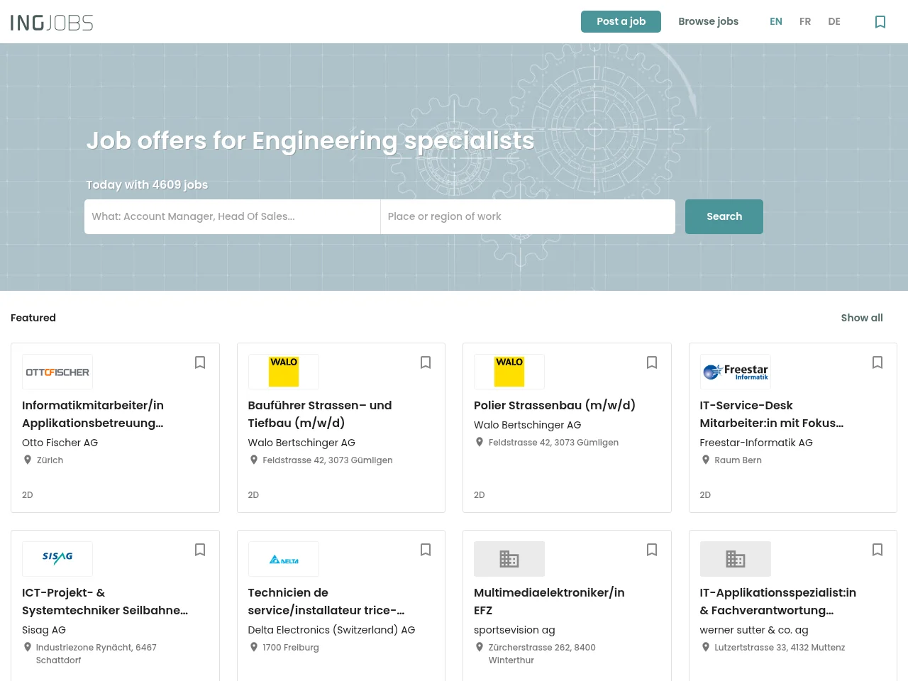 INGJobs screenshot INGJobs job board platform screenshot showing job search interface