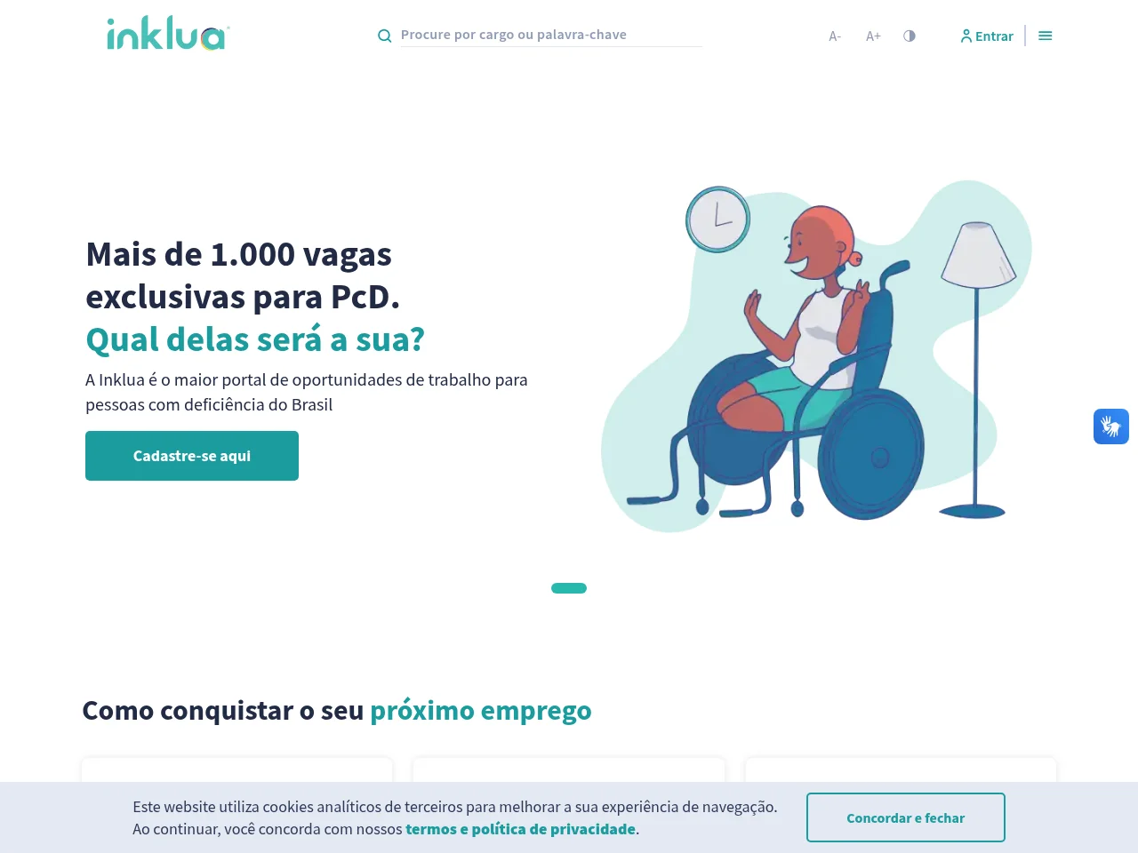 Inklua job board platform screenshot showing job search interface