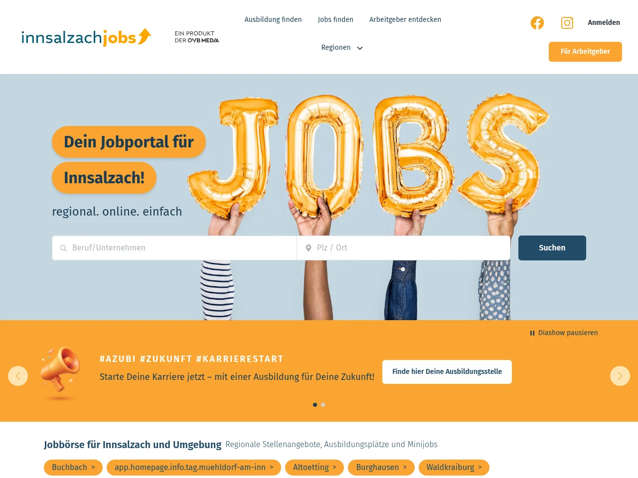 innsalzachjobs.de screenshot innsalzachjobs.de job board platform screenshot showing job search interface
