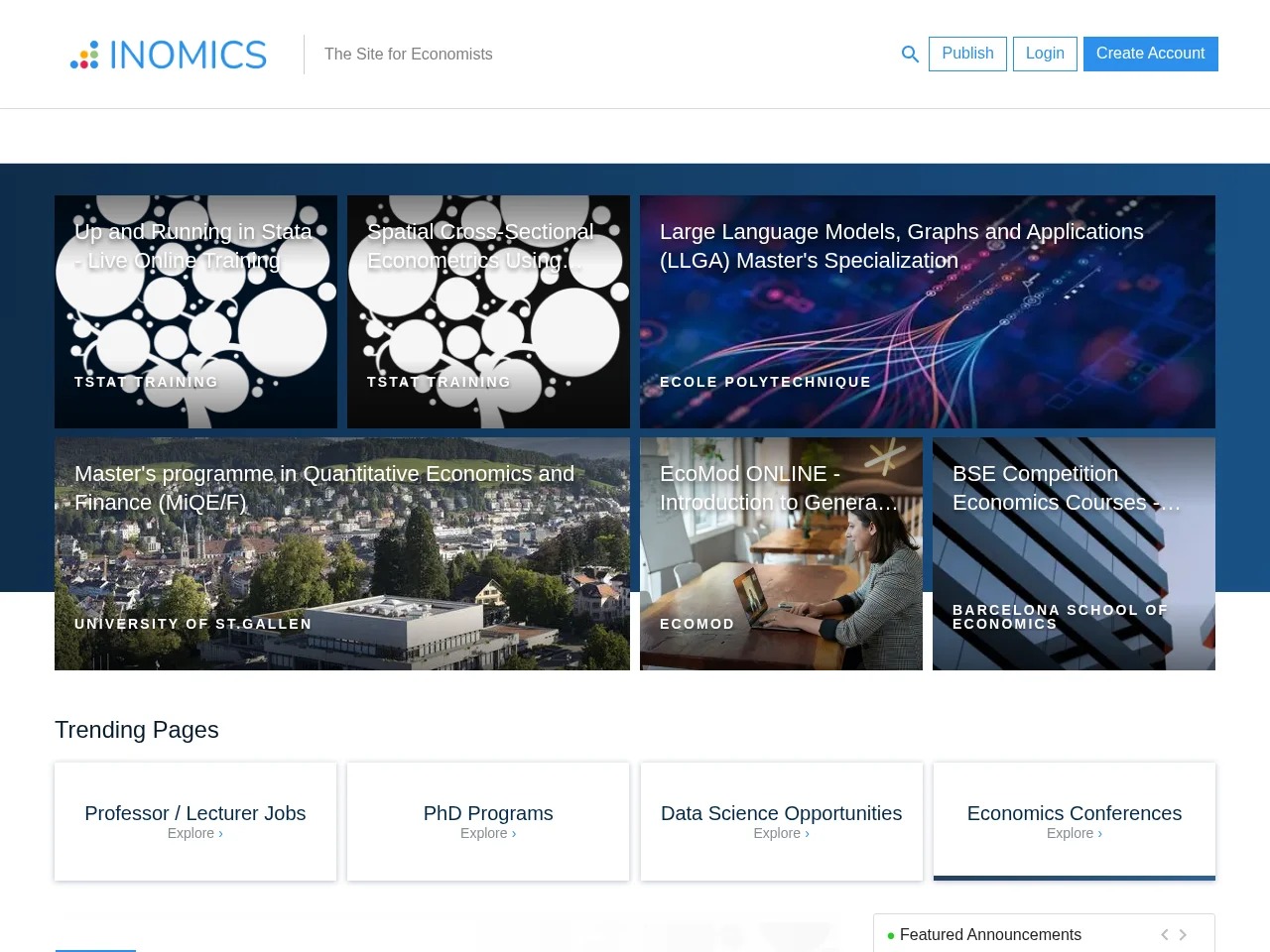 INOMICS job board platform screenshot showing job search interface