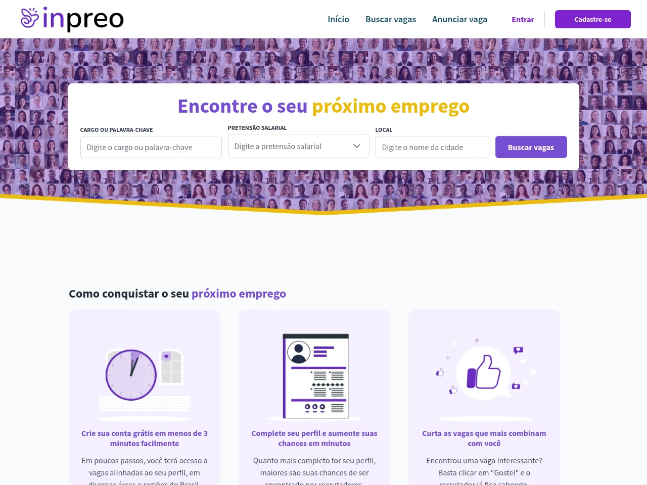 Inpreo job board platform screenshot showing job search interface