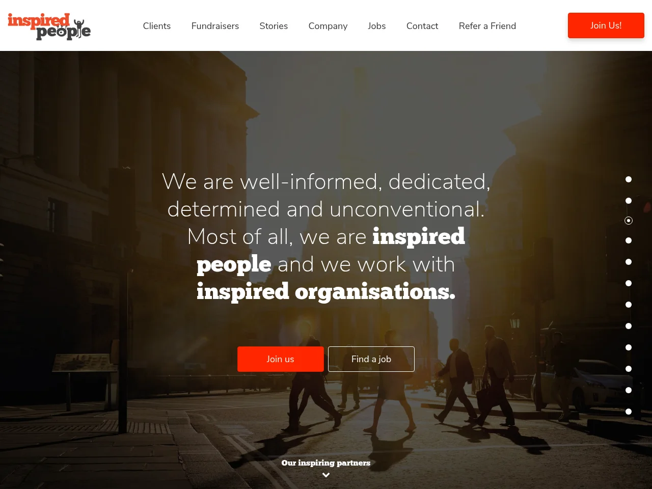Inspired People job board platform screenshot showing job search interface