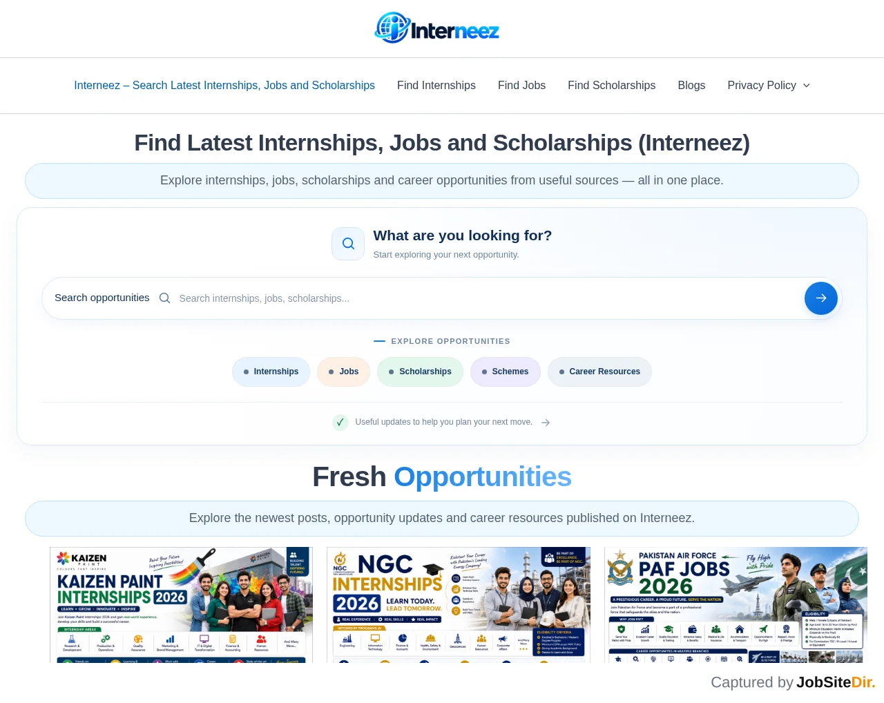 Interneez website screenshot