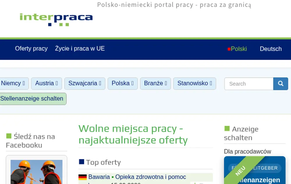 interpraca screenshot interpraca job board platform screenshot showing job search interface
