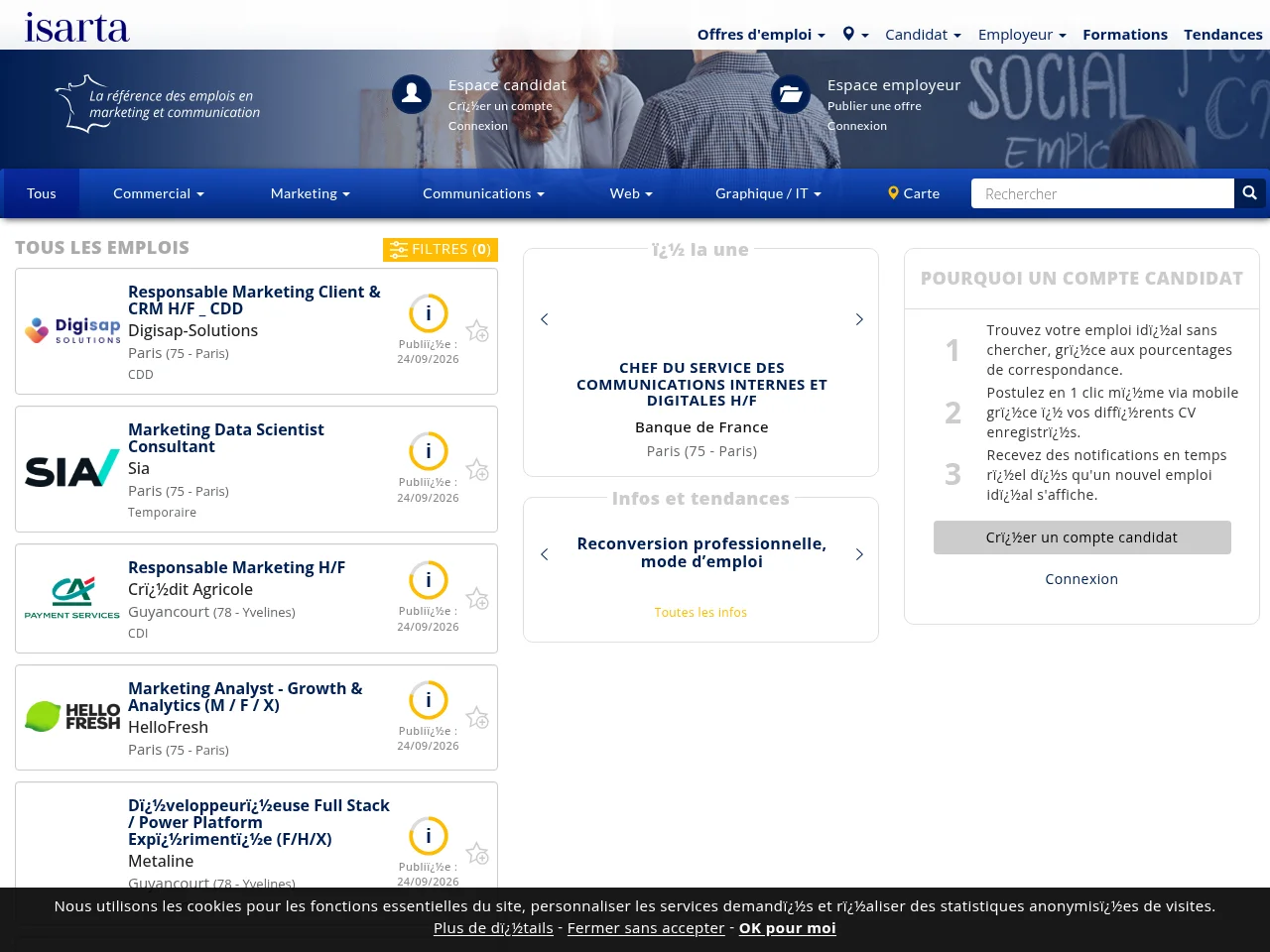 Isarta France screenshot Isarta France job board platform screenshot showing job search interface