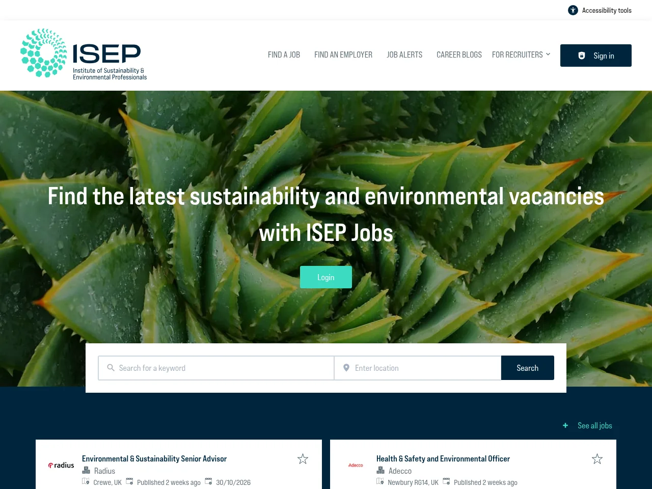 ISEP Jobs website screenshot