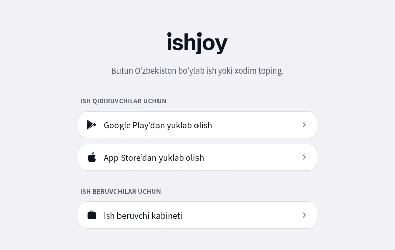 ishjoy job board platform screenshot showing job search interface