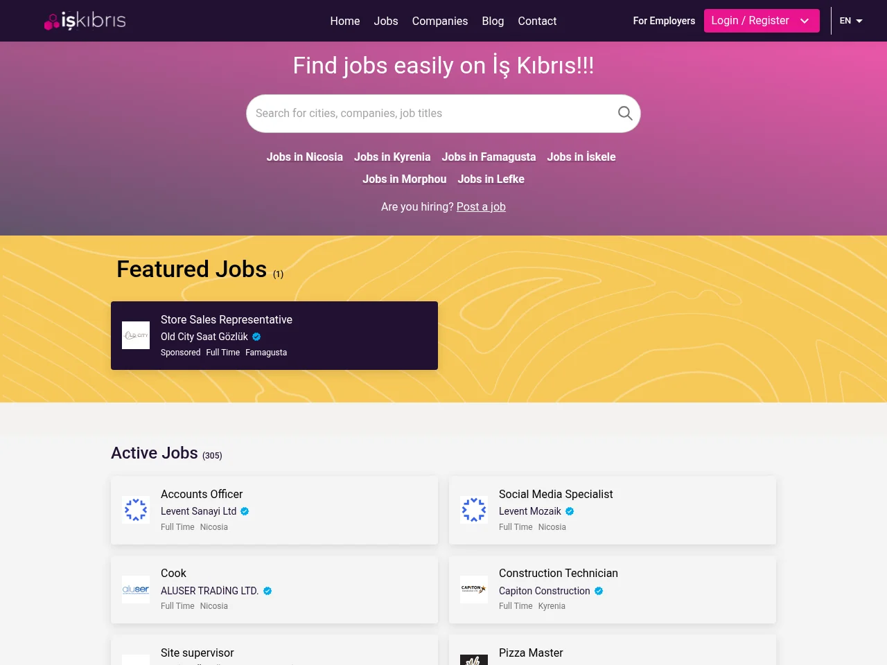 İş Kıbrıs screenshot İş Kıbrıs job board platform screenshot showing job search interface