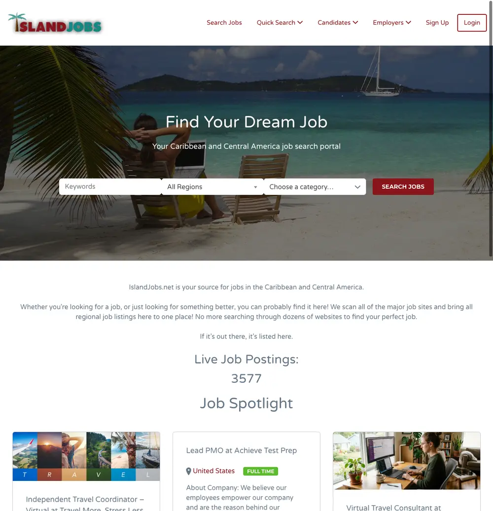 IslandJobs.net screenshot IslandJobs.net job board platform screenshot showing job search interface