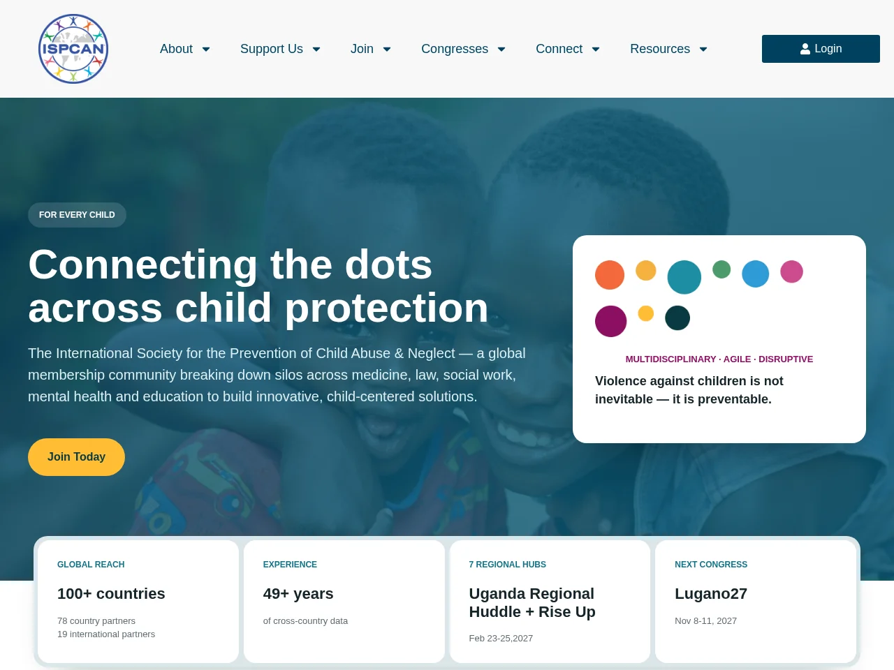 International Society for the Prevention of Child Abuse & Neglect website screenshot