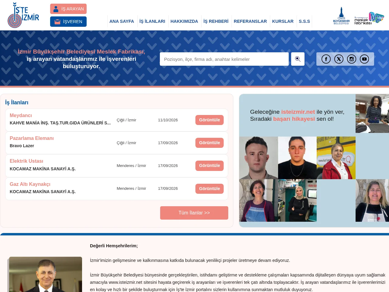İş'te İzmir screenshot İş'te İzmir job board platform screenshot showing job search interface