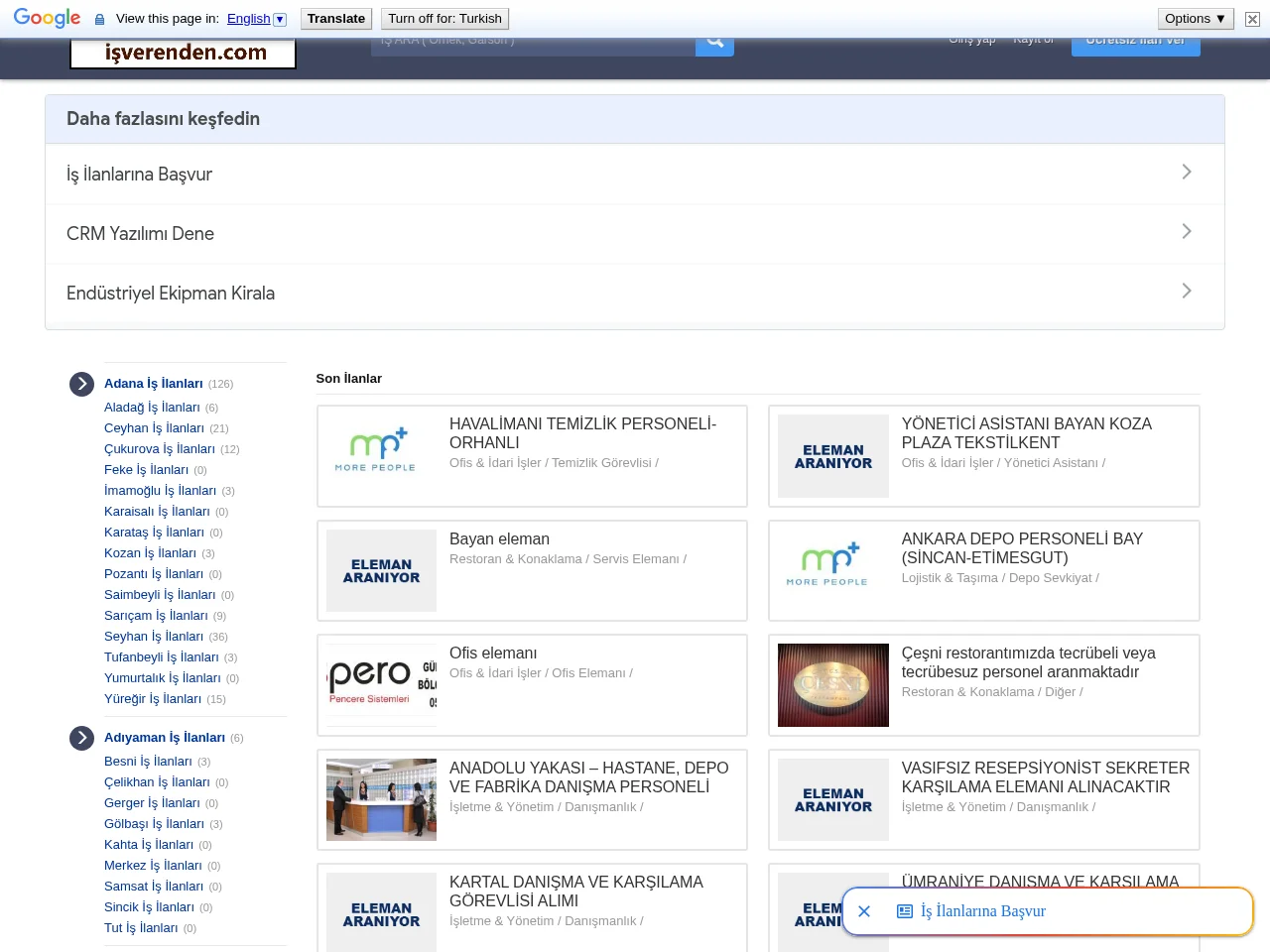 İşverenden.com screenshot İşverenden.com job board platform screenshot showing job search interface