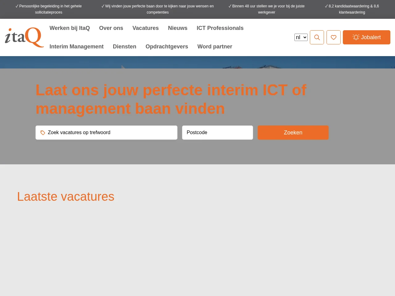 ItaQ B.V. job board platform screenshot showing job search interface