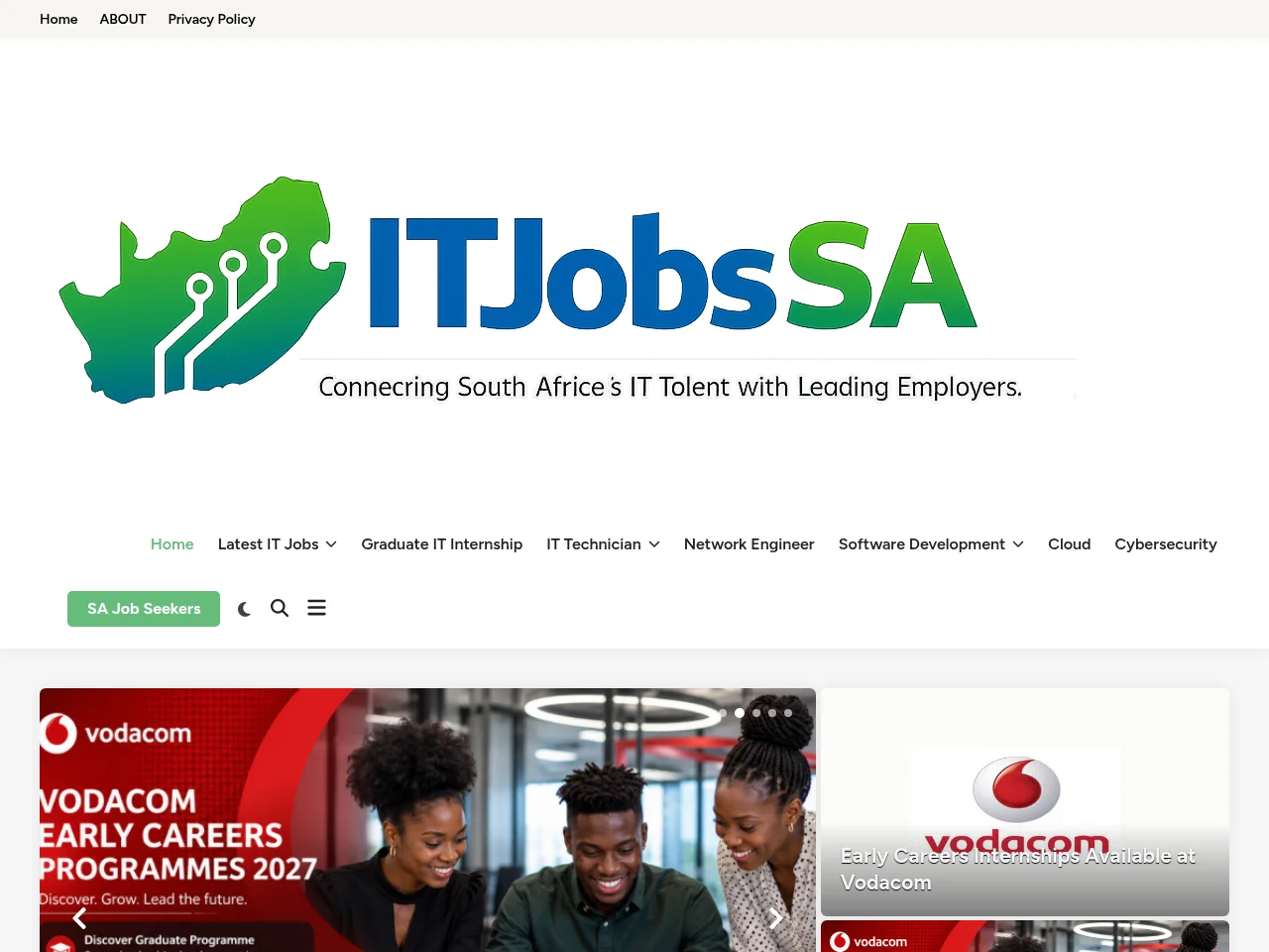 IT Jobs South Africa screenshot IT Jobs South Africa job board platform screenshot showing job search interface