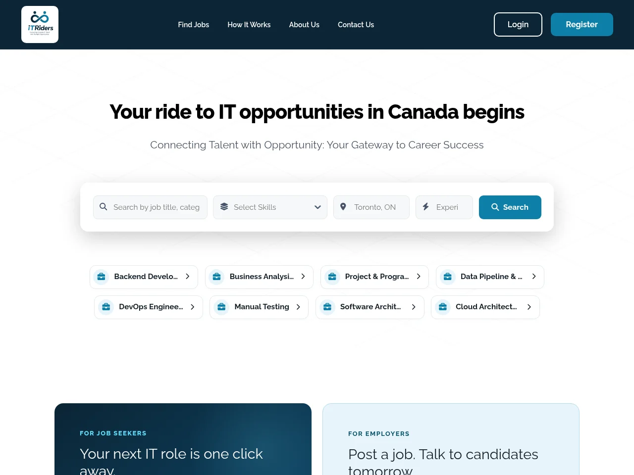iTRiders.ai screenshot iTRiders.ai job board platform screenshot showing job search interface