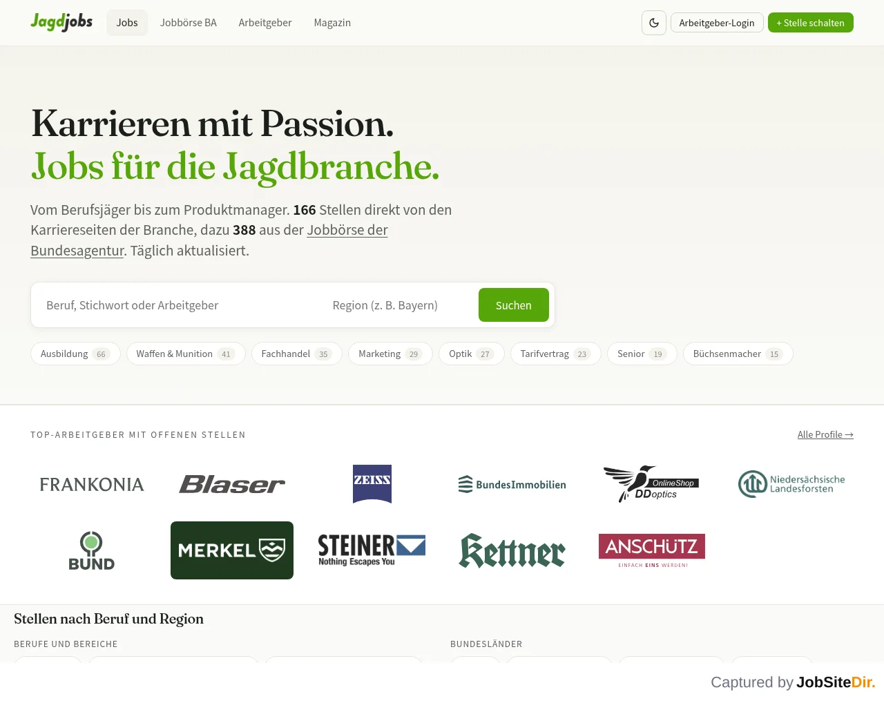 Jagdjobs screenshot Jagdjobs website screenshot