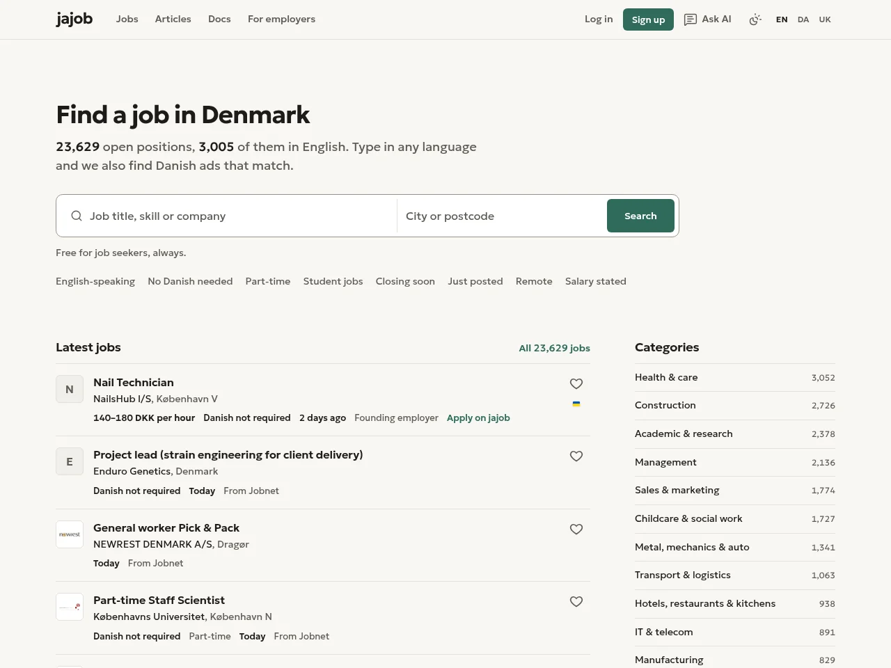 jajob.dk website screenshot