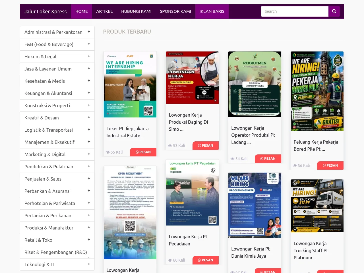 JalurLoker screenshot JalurLoker job board platform screenshot showing job search interface