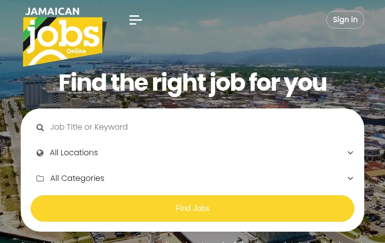Jamaican Jobs Online screenshot Jamaican Jobs Online job board platform screenshot showing job search interface