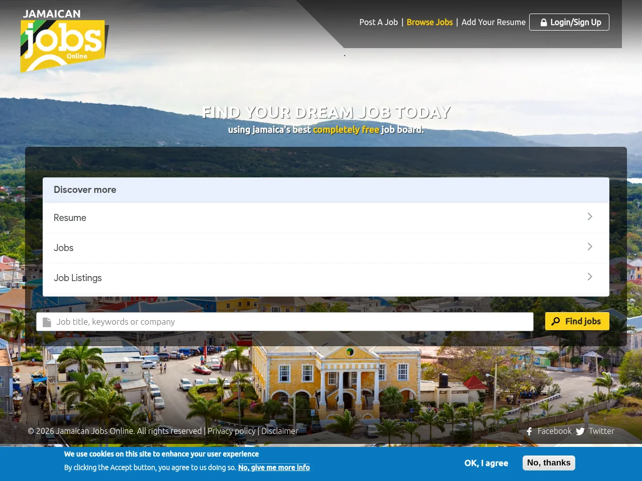 Jamaican Jobs Online screenshot Jamaican Jobs Online job board platform screenshot showing job search interface