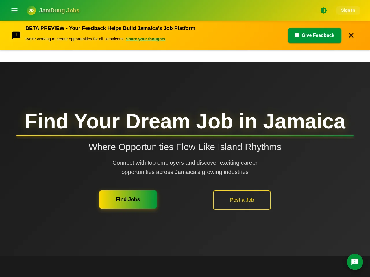 JamDung Jobs screenshot JamDung Jobs job board platform screenshot showing job search interface