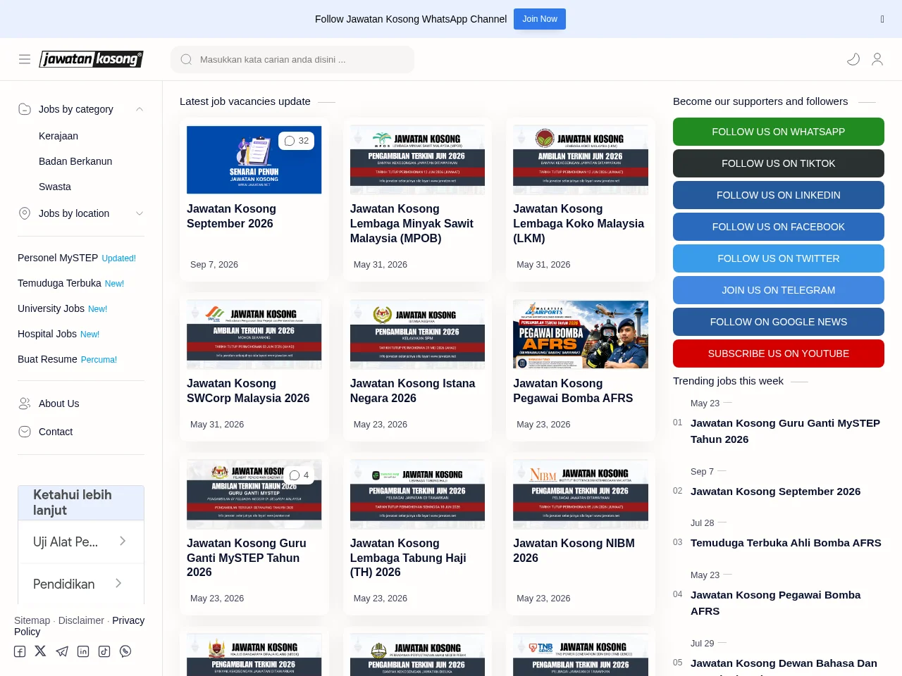 Jawatan Kosong Kerajaan screenshot Jawatan Kosong Kerajaan job board platform screenshot showing job search interface