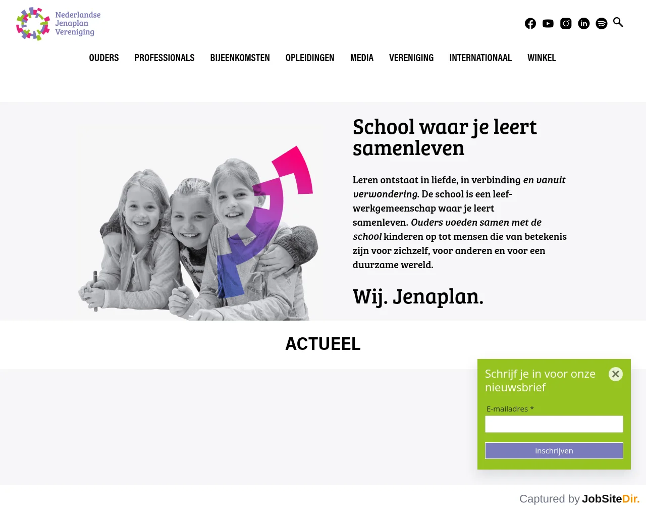 Nederlandse Jenaplan Vereniging website screenshot