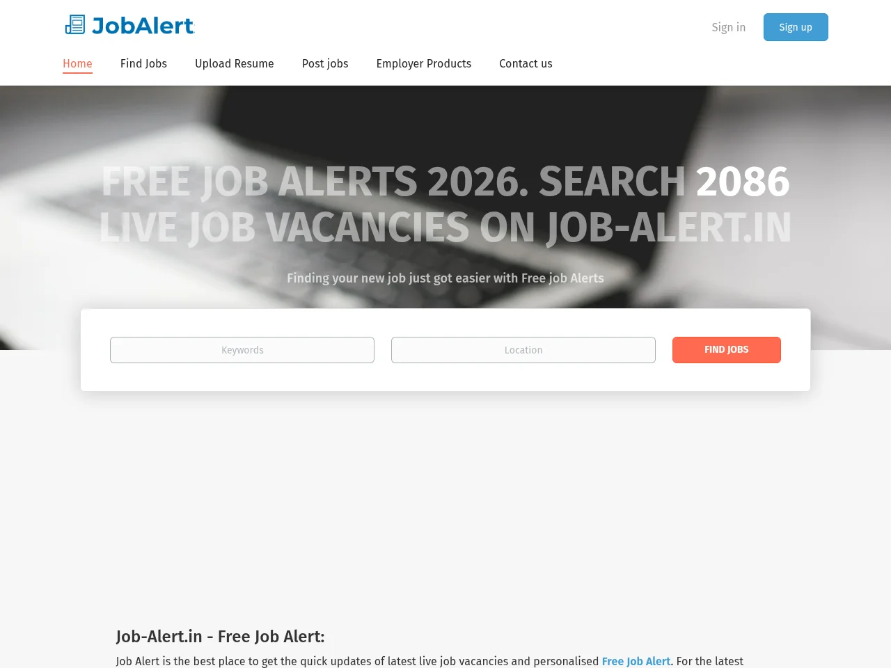 Job Alert screenshot Job Alert job board platform screenshot showing job search interface