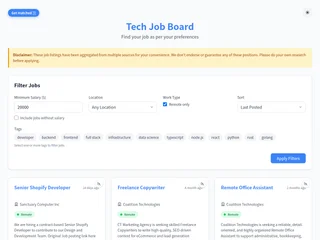 Tech Job Listings screenshot preview Tech Job Listings screenshot preview