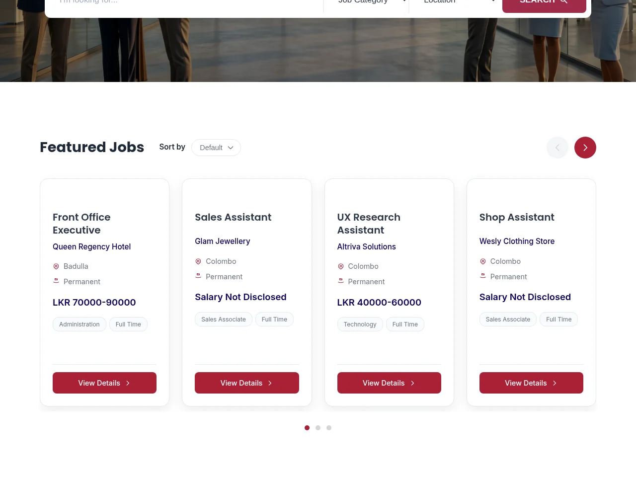 Job Labs job board platform screenshot showing job search interface
