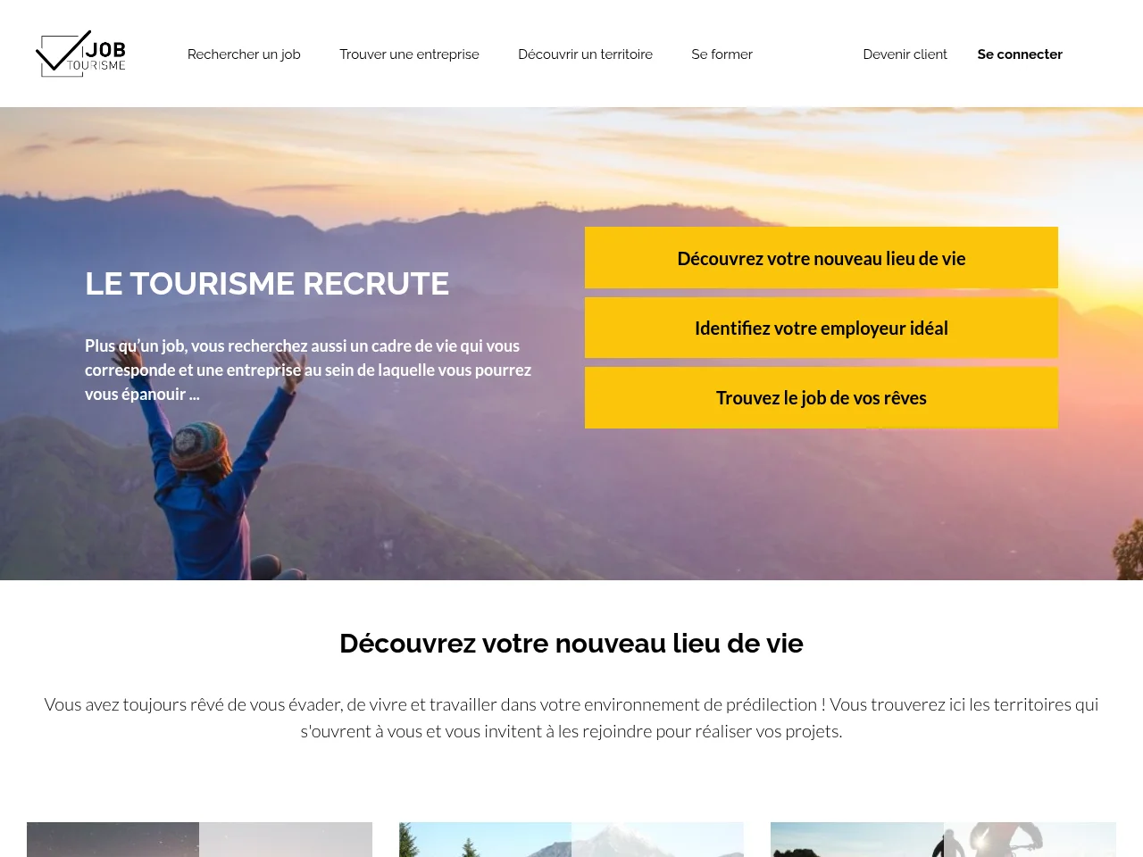 Job Tourisme screenshot Job Tourisme job board platform screenshot showing job search interface
