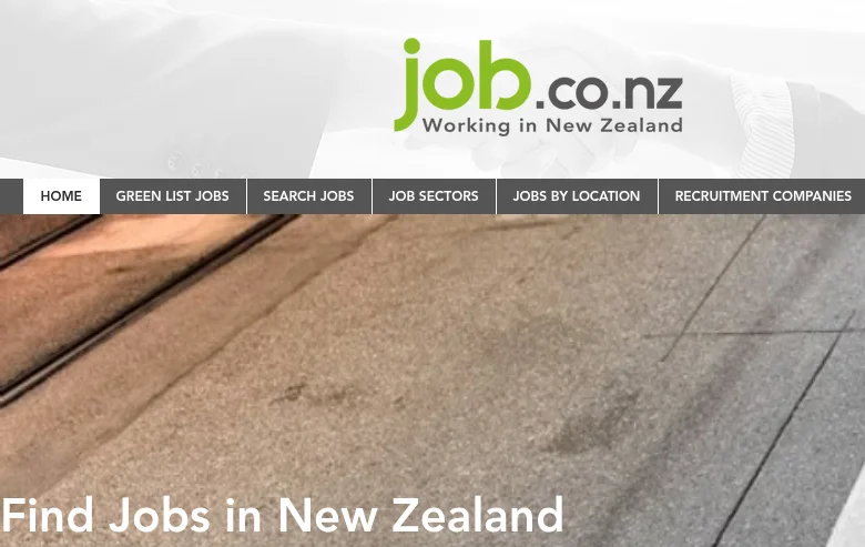 Job.co.nz job board platform screenshot showing job search interface