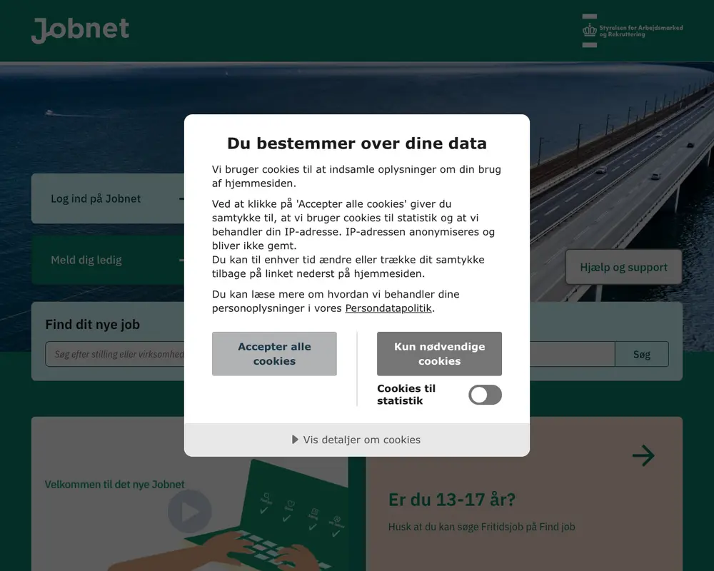 Jobnet job board platform screenshot showing job search interface
