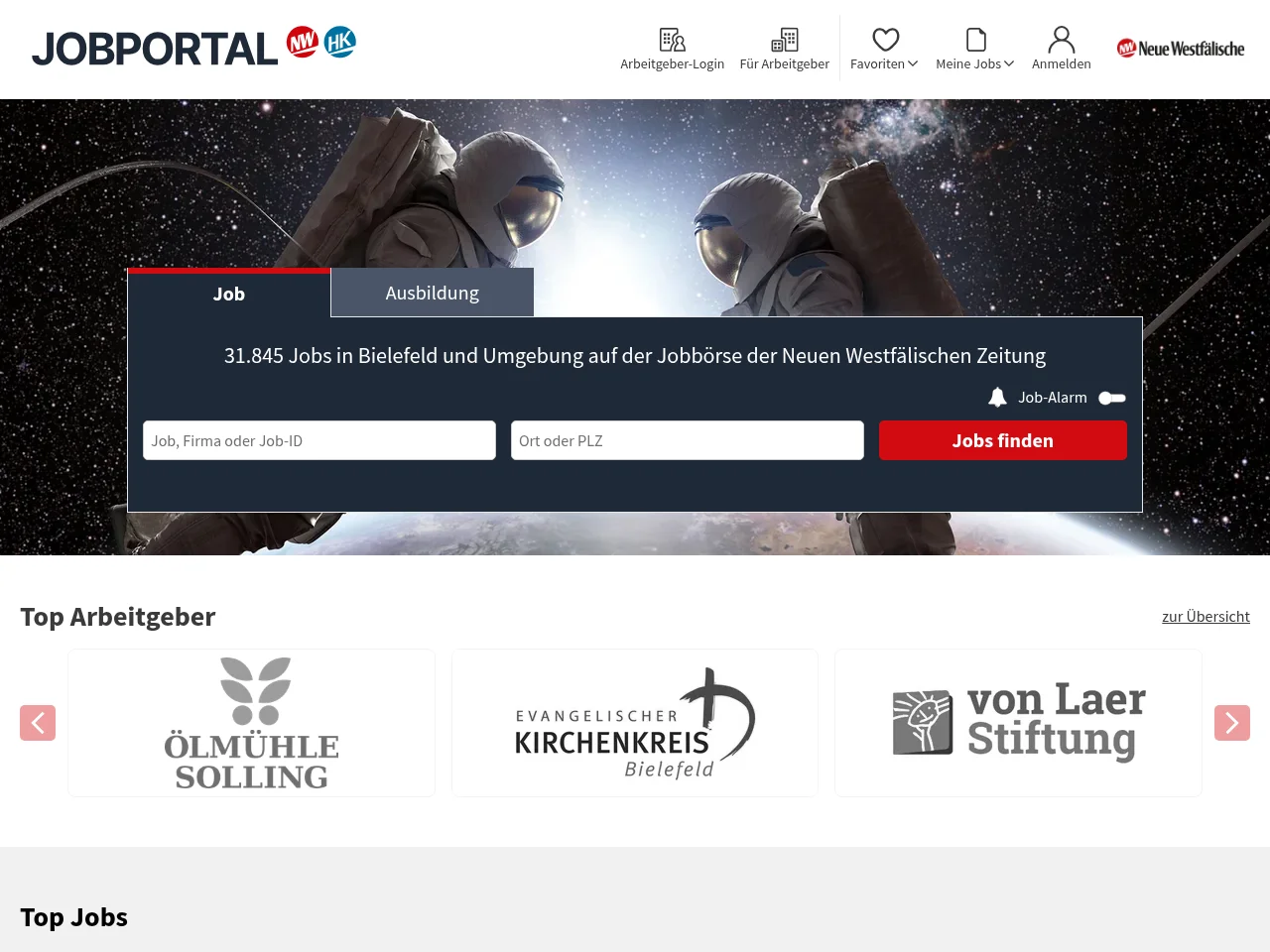Jobbörse der Neuen Westfälischen Zeitung screenshot Jobbörse der Neuen Westfälischen Zeitung job board platform screenshot showing job search interface