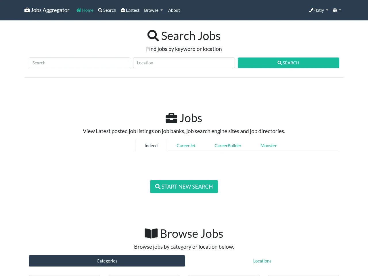 Jobs Aggregator screenshot Jobs Aggregator job board platform screenshot showing job search interface