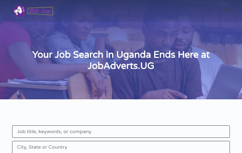 JobAdverts.UG job board platform screenshot showing job search interface