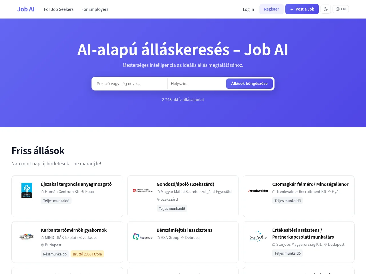 Job AI screenshot Job AI job board platform screenshot showing job search interface