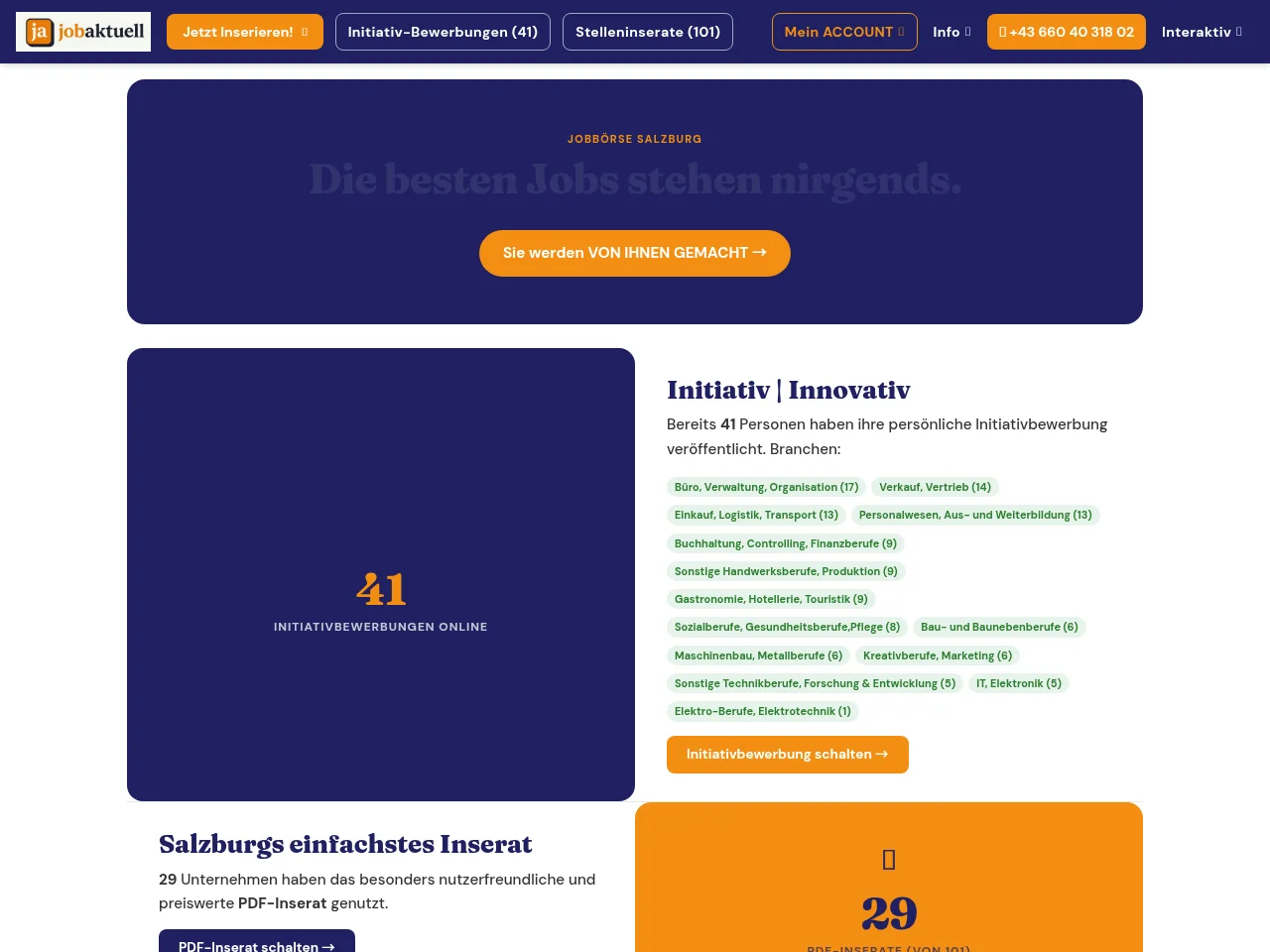 Jobaktuell job board platform screenshot showing job search interface