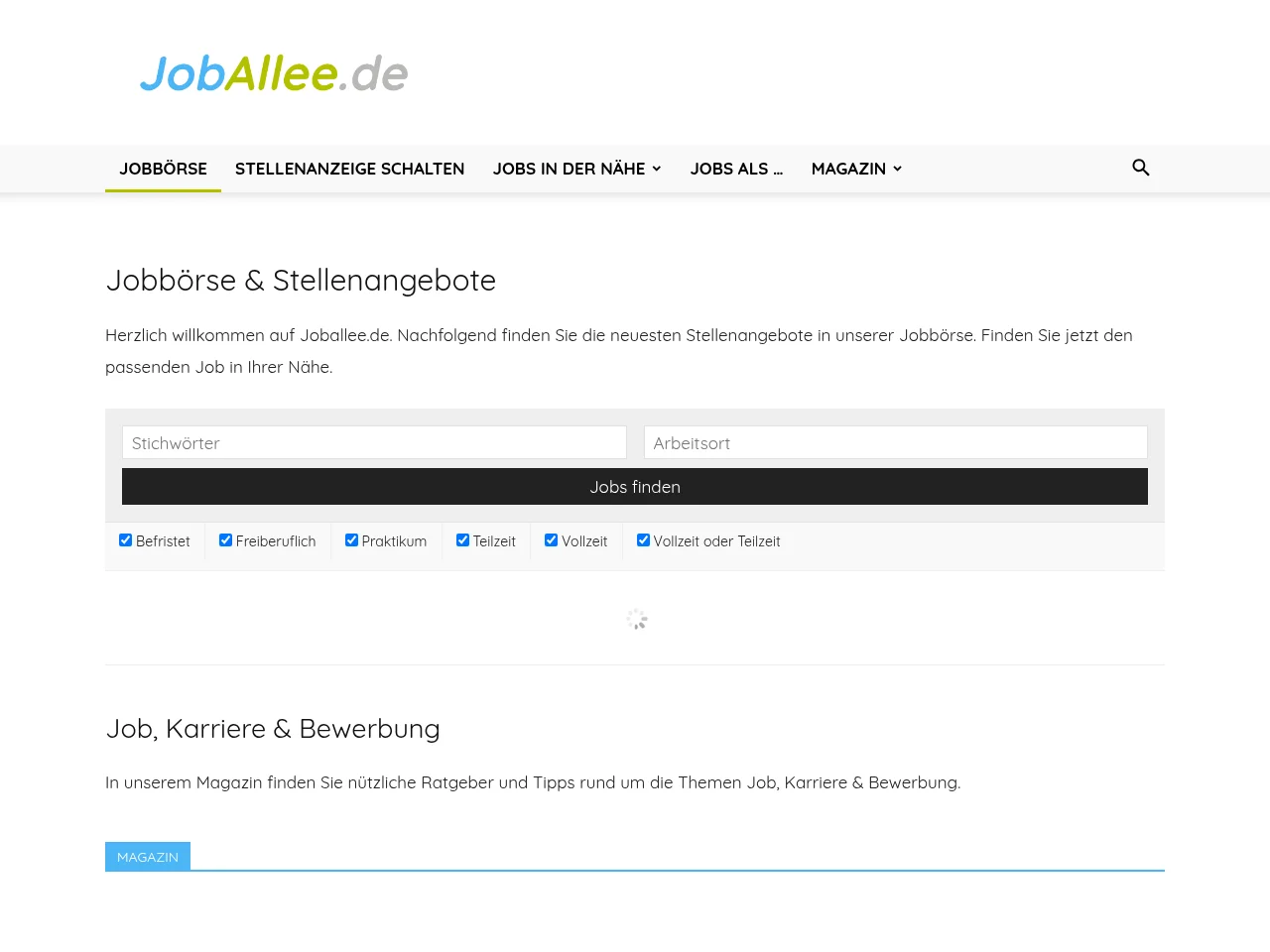 Joballee.de screenshot Joballee.de job board platform screenshot showing job search interface