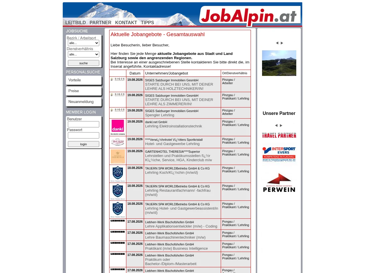 jobalpin screenshot jobalpin job board platform screenshot showing job search interface